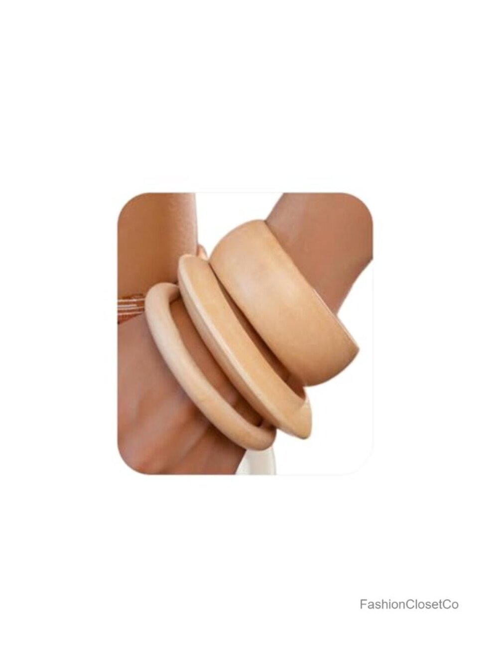 Handmade Wooden Bangle Bracelet Set - Wide Cuff, Stackable, Bohemian